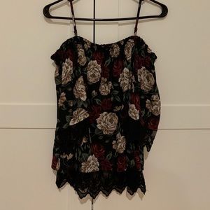 Off shoulder floral lace top